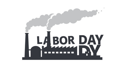 Poster - Industrial factory scene with smokestacks in flat design vector art