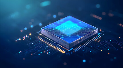 Poster - Abstract Computer Chip On Circuit Board