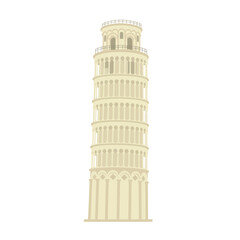 Poster - Leaning tower design in flat style showcasing unique architectural details vector art