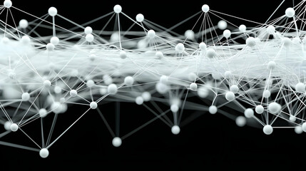 Poster - Abstract Network Design With White Dots And Lines On Black Background