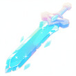 © CUTEX2 3D Studio - A sparkling blue sword with a crystalline design, isolated on a white background.