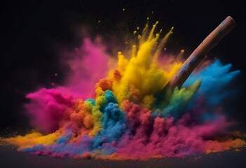 Wall Mural - paint black background beautiful gaming colorful color rainbow party peace powder dark concept rgb h