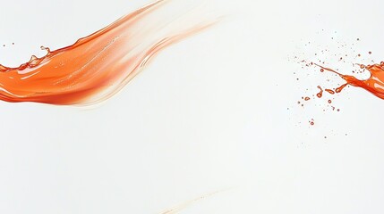 Wall Mural -   An orange liquid splashes into the air on a white background against a light blue sky