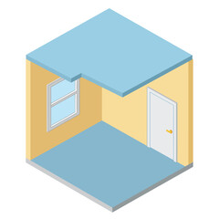 Poster - Isometric view of an interior room design in flat style vector art