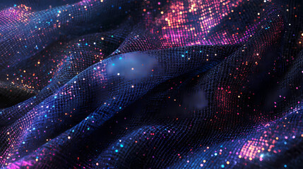 Wall Mural - Velvet night sky woven with brilliant points of light, creating a stunning celestial view. Starlit Weave. Illustration