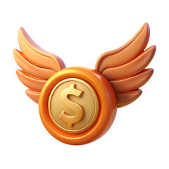 Poster - 3D Rendered Winged Coin with Dollar Sign - High-Resolution Stock Image