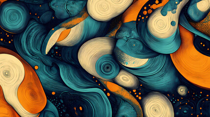 Wall Mural - A captivating afrofuturism-inspired abstract background, merging swirling cosmic patterns with african textile motifs. generative ai. Enchanted Textile. Illustration