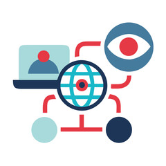 Poster - Network Monitoring Icon with Global Connectivity and Data Visualization  