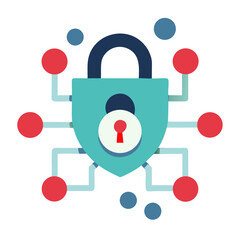 Poster - Security Token Icon with Lock and Digital Connection Design  