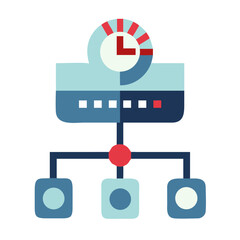 Poster - Load Balancer Icon in Flat Design with Cool Colors  