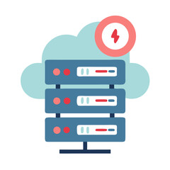 Poster - Server Monitoring Icon in Flat Design with Cloud Background  
