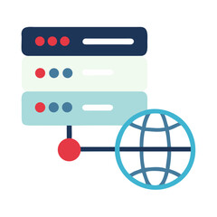 Poster - Web Server Icon Representing Network Connectivity in Flat Design  