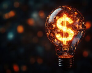 glowing dollar sign lightbulb financial