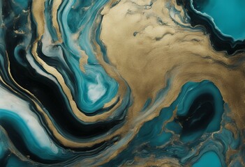 Poster - beautiful marble design background teal black swirls agate powder art ripples gold contemporary abstract organic texture beauty illustration natural wave swirl macro style colours no people paint