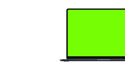 Fototapete - Animated Laptop Mockup With Green Screen, Isolated On White Background. Animation With Space For Text Or Graphics For Your Web Presentations
