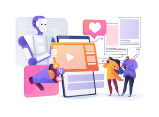 Poster - ai social media content creation abstract concept vector illustration.