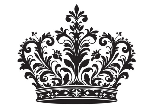 silhouette of crown logo vector design, royal king crown icon logo, prince crowns silhouette logo vector illustration, crown black and white collection on white background