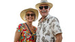 © HavingFunShop - Elderly couple in summer clothes enjoying a day outside, radiating joy and love, professional lighting, from waist up, no hands visible, PNG with white background