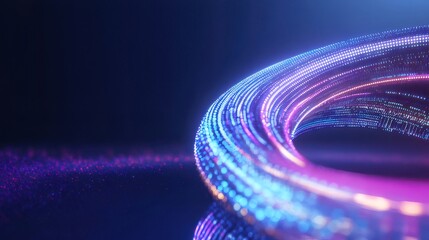 Aufkleber - 抽象的未来的な輝きのある青と紫のデジタルデータストリームが渦を巻く背景