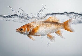 Wall Mural - white isolated fish water splash background flowing light bubble flow fluid fresh dripped abstract d