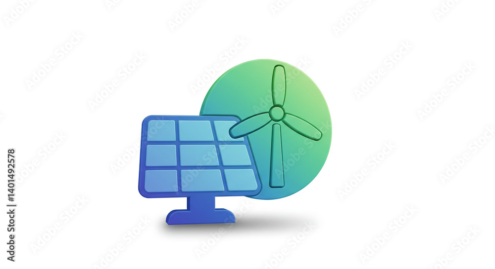 Harnessing the power of sun and wind a vibrant, eco-friendly graphic ...