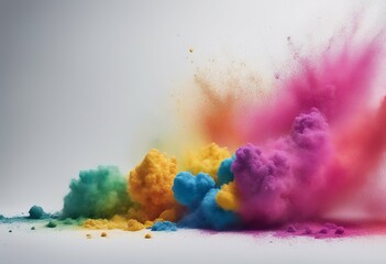 Wall Mural - party garland beautiful wide explosion rainbow colorful rgb panorama concept isolated powder holi co
