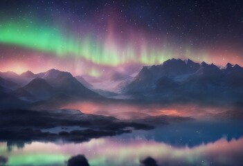 Wall Mural - design northern night background lights illustration sky stars field aurora borealis star astronomy 