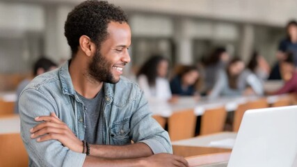 Poster - Hispanic College Student Engaged in Online Learning Seminar Generative AI