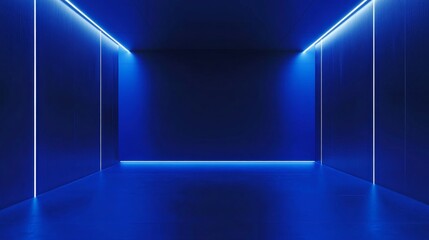Poster - Dark Blue Abstract Background With a Circular Podium on a Wavy Landscape and Starry Atmosphere Ideal for Presentations and Events