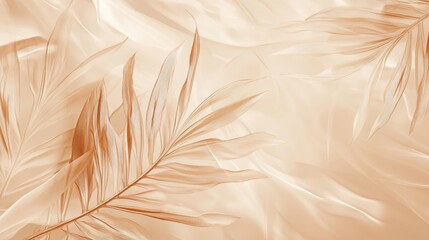 Poster - Beautiful Tropical Leaves Illuminated by Warm Light Creating a Serene Atmosphere in a Soft, Earthy Color Palette