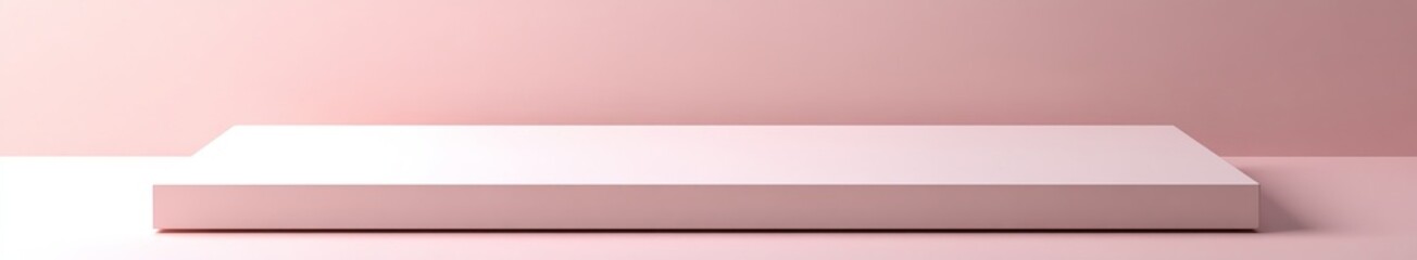 Poster - Minimalist Wooden Table Against a Soft Pastel Background Showcasing Modern Design and Simplicity in Interior Decor