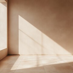 Poster - Sunlight Casts Soft Shadows in a Minimalist Interior Space With Warm Tones and Clean Lines During the Afternoon