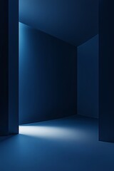 Poster - Blue Corner With a Shadow and Light Creating a Contrasting Effect During Early Evening