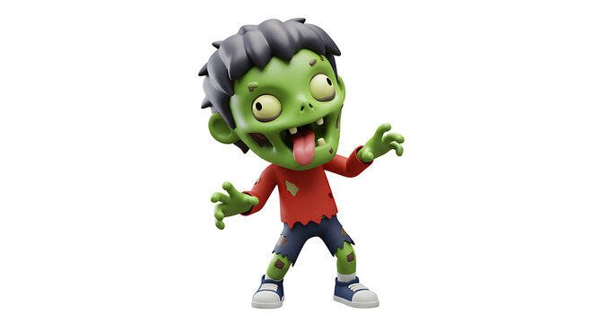 Cartoonish Zombie Figure: A quirky 3D rendering of a classic monster, ready to add a playful fright to any project or design.