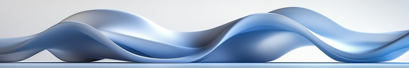 Poster - Soft Undulating Waves of Light Blue Fabric Create a Serene Atmosphere During Early Morning Hours in a Tranquil Setting