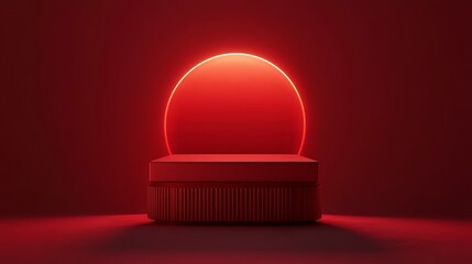 Poster - Mysterious Black Box Illuminated by Red Light in a Dimly Lit Environment Creates an Intriguing Visual Effect for Viewers