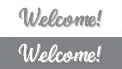 Welcome Sign: Gray and White Typography Design