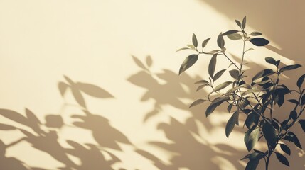 Poster - Beautiful Indoor Plant Casting Elegant Shadows on a Textured Wall During the Soft Afternoon Light