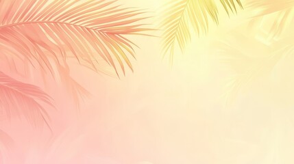 Poster - Vibrant Tropical Leaves Create a Warm and Inviting Atmosphere With Soft Pastel Colors in the Background, Ideal for Relaxation and Inspiration
