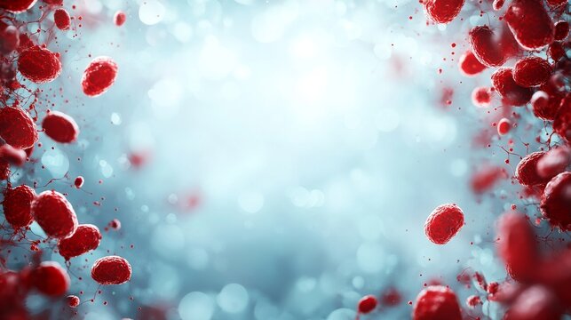 World Donor Day abstract wallpaper with a 3D depiction of blood cells flowing in a vein, isolated on a white background. This contemporary illustration features a medical border frame, perfect for a