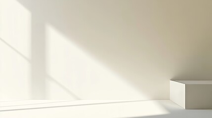 Poster - Natural Sunlight Casts Shadows on a Minimalist Interior Space Highlighting the Texture and Simplicity of the Design During Morning Hours