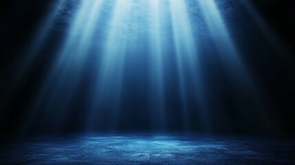 Poster - Majestic Blue Waterfall Cascading in Darkness, Creating a Serene and Mystical Atmosphere in a Tranquil Setting