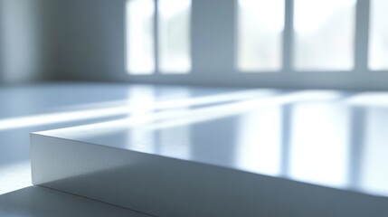 Poster - Reflections and Shadows Create a Tranquil Atmosphere in a Sunlit Room With a Polished Surface