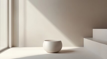 Poster - Open Minimalist Interior Space With Polished Concrete Floor and Large Windows Allowing Natural Light to Illuminate the Area During Daytime