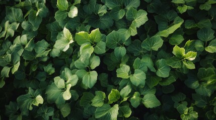 Poster - Delicate White Flowers and Lush Green Leaves Arranged in a Natural Layout on a Soft Beige Surface Creating a Serene and Calming Atmosphere