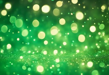 Poster - lights falling card sparkling green texture winter invitation twinkled bright defocused abstract background festive stars bokeh christmas blue shine yellow light star glow gold sparkle blur shiny