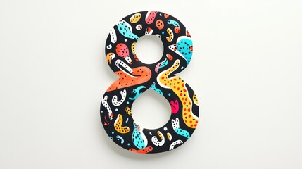 Poster - Elegant Black Snake Sculpture Resembling the Number Eight Displayed Against a Light Background Evokes a Sense of Balance and Harmony in Modern Art