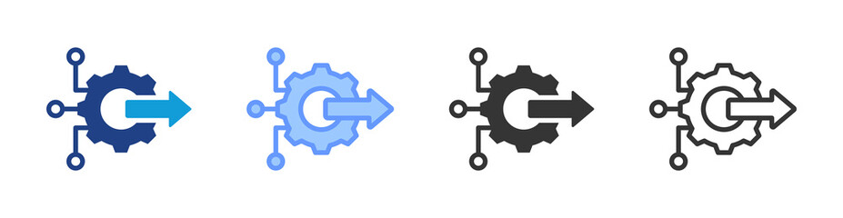 Fototapete - Process Streamlining icon set multiple style collection