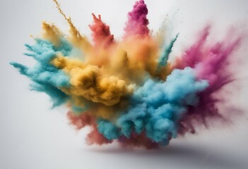 Poster - dust background multicolor explosion explode colorful holi powder cloud colored white paint colourful bomb black water design wallpaper splatter illustration isolated texture bright apocalypse