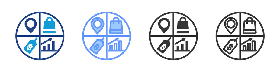 Aufkleber - Marketing Mix icon set multiple style collection